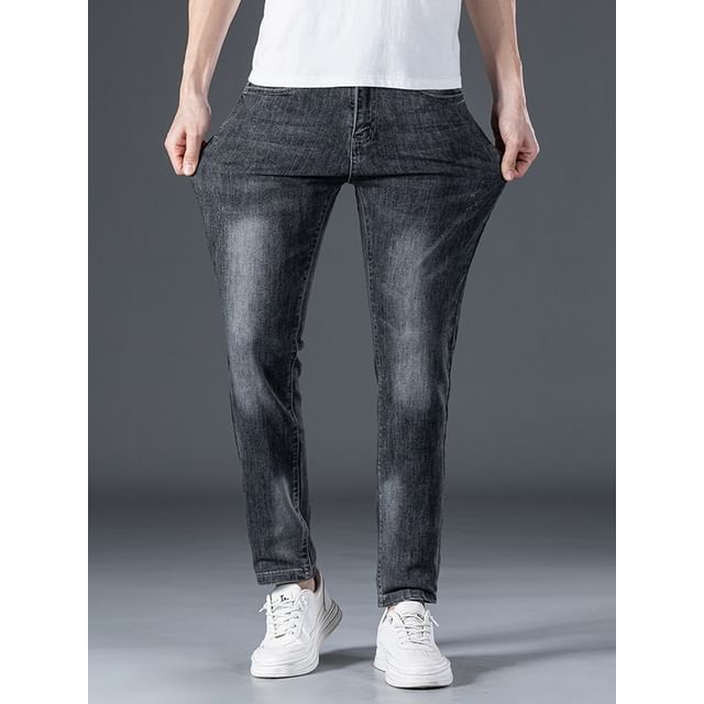 Denimic-Mid Rise Washed Slim Fit Jeans