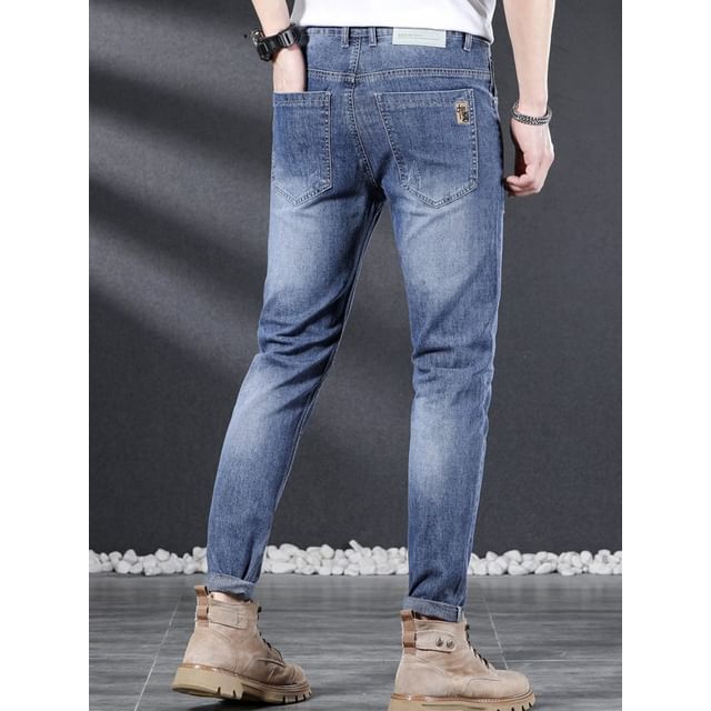 Denimic-Mid Rise Washed Tapered Jeans Various Designs