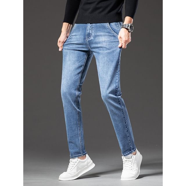 Denimic-Mid Rise Washed Tapered Jeans Various Designs