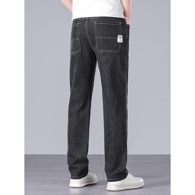 Denimic-Mid Waist Straight Leg Jeans