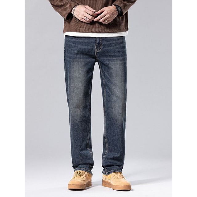 Denimic-Mid Waist Straight Leg Jeans