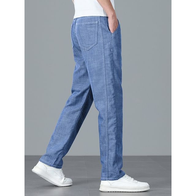 Denimic-Mid Waist Straight Leg Jeans