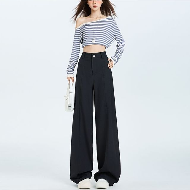 Denimot-High Rise Plain Baggy Pants Various Designs
