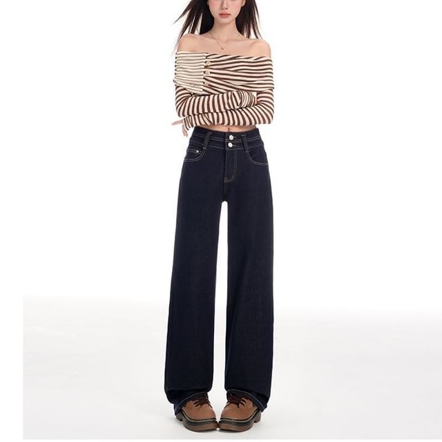 Denimot-High Rise Straight Leg Jeans