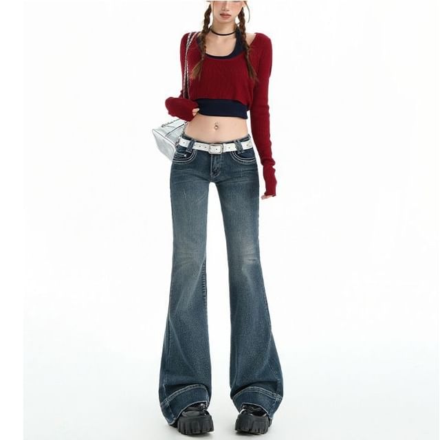 Denimot-High Rise Washed Bootcut Jeans Various Designs