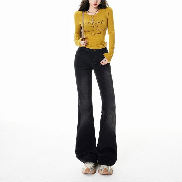 Denimot-High Rise Washed Flared Jeans Various Designs
