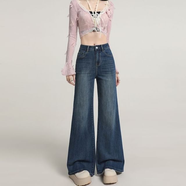 Denimot-High Rise Washed Flared Jeans Various Designs