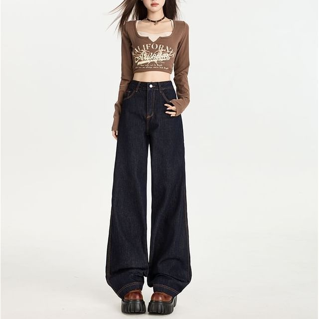 Denimot-High Rise Wide Leg Jeans