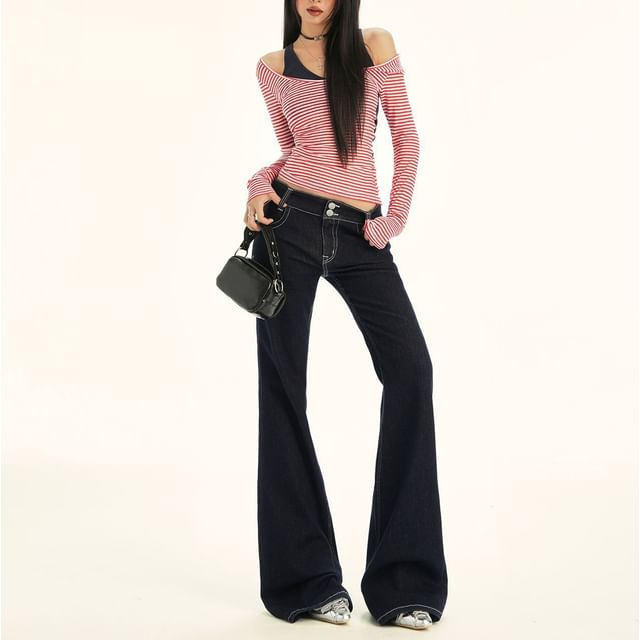 Denimot-Low Rise Flared Jeans Various Designs