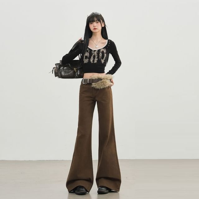 Denimot-Low Rise Flared Pants Various Designs