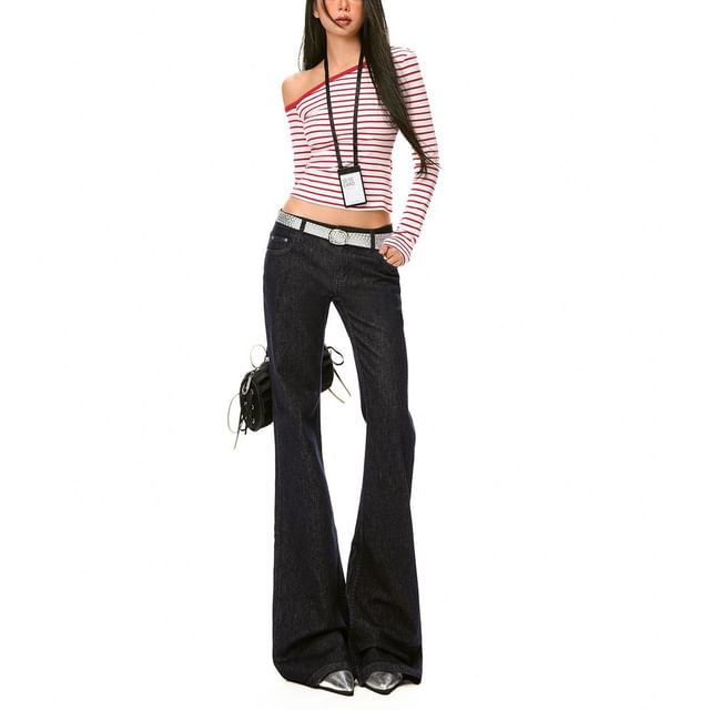 Denimot-Low Rise Plain Flared Jeans Various Designs