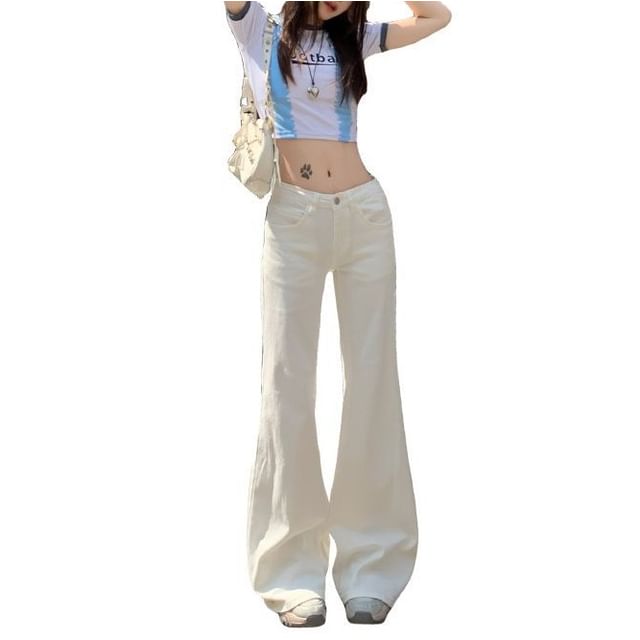 Denimot-Low Rise Plain Flared Jeans Various Designs