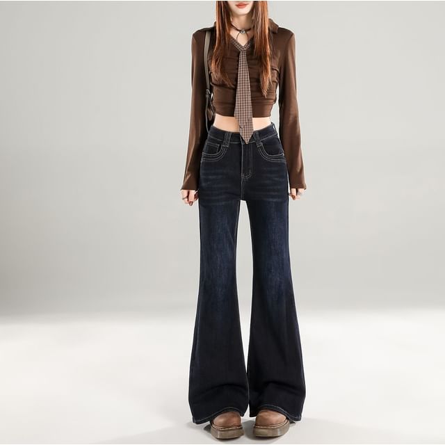 Denimot-Low Rise Washed Flared Jeans Various Designs
