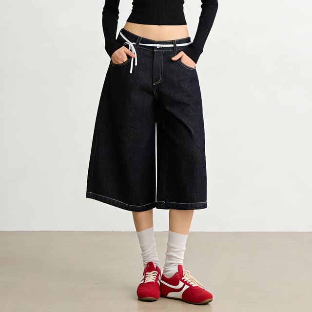 Denimot-Low Rise Wide Leg Jorts