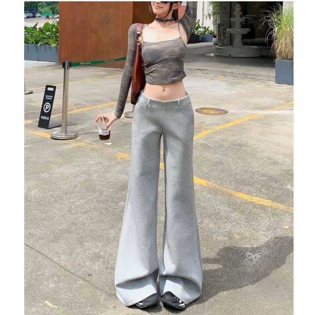 Denimot-Low Waist Melange Flared Pants Various Designs