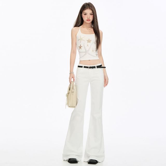 Denimot-Low Waist Plain Flared Jeans Various Designs