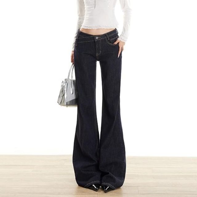 Denimot-Low Waist Slim Fit Flared Jeans