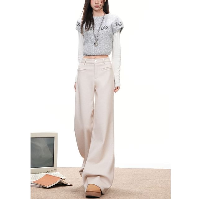 Denimot-Mid Rise Plain Baggy Pants