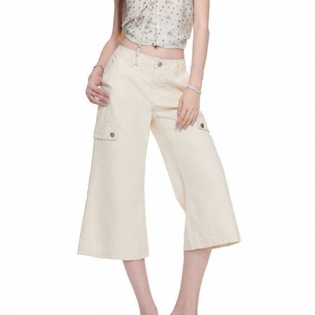 Denimot-Mid Rise Plain Capri Pants