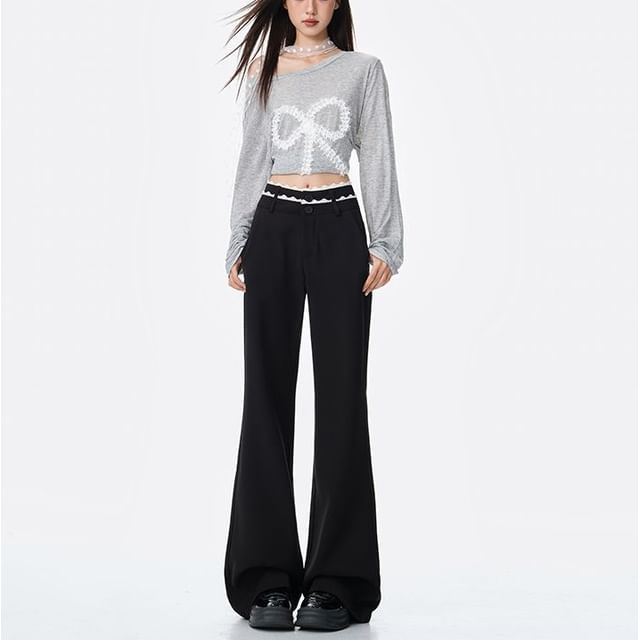 Denimot-Mid Rise Plain Flared Suit Pants Various Designs