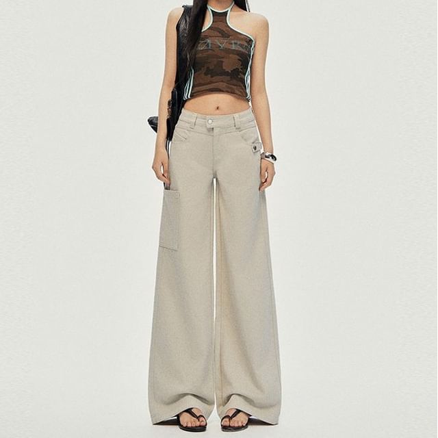 Denimot-Mid Rise Plain Wide Leg Pants Various Designs