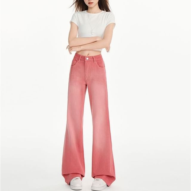 Denimot-Mid Rise Washed Flared Jeans Various Designs