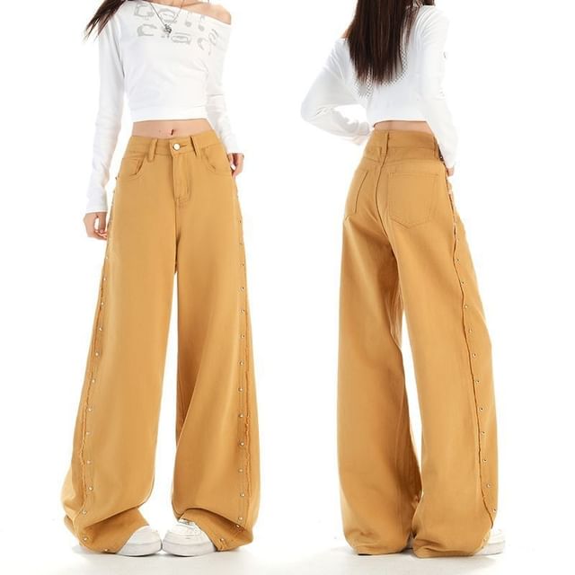 Denimot-Mid Rise Wide Leg Pants Various Designs