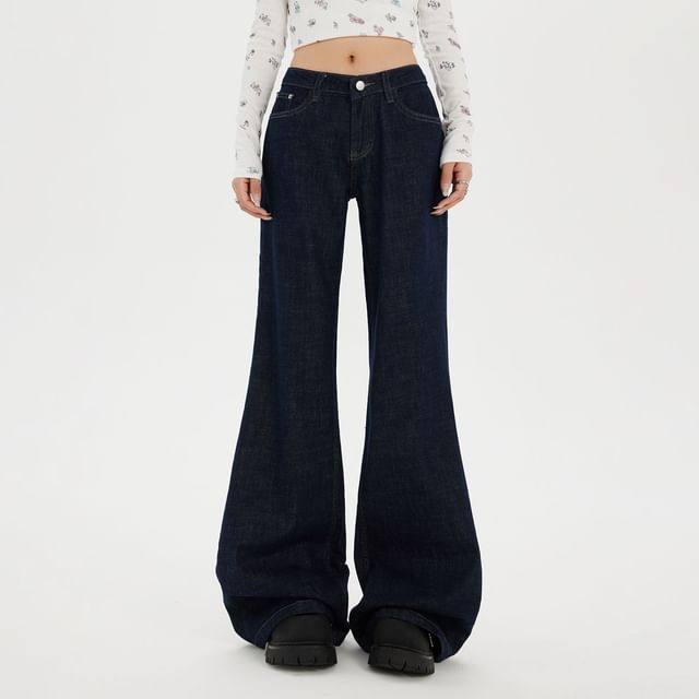 Denimot-Mid Waist Bell Bottom Jeans Various Designs