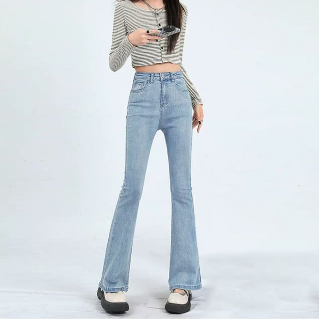Denimot-Mid Waist Bootcut Jeans