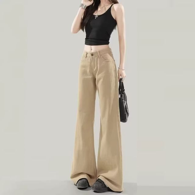 Denimot-Mid Waist Bootcut Jeans