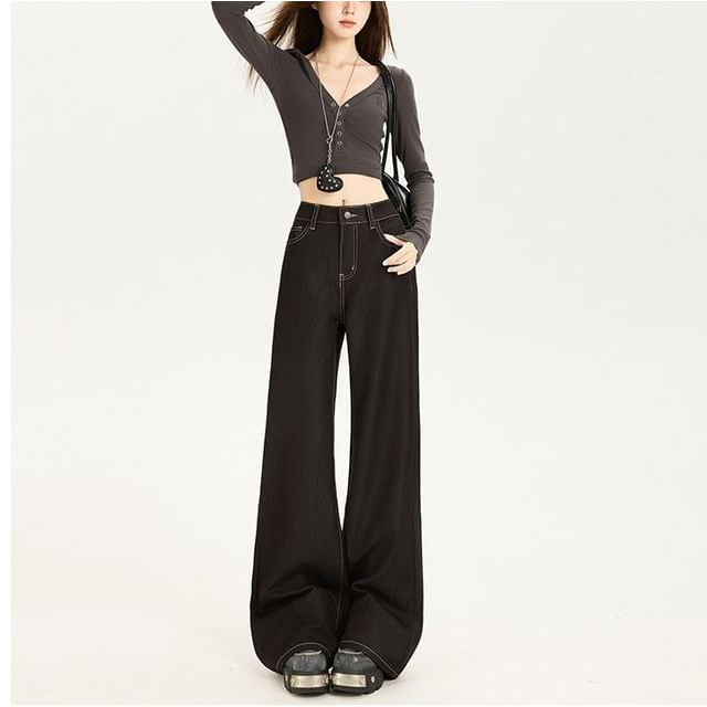 Denimot-Mid Waist Flared Jeans