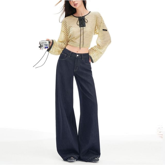 Denimot-Mid Waist Flared Jeans Various Designs