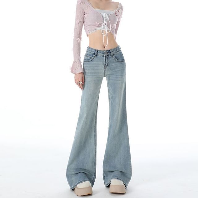 Denimot-Mid Waist Flared Jeans Various Designs