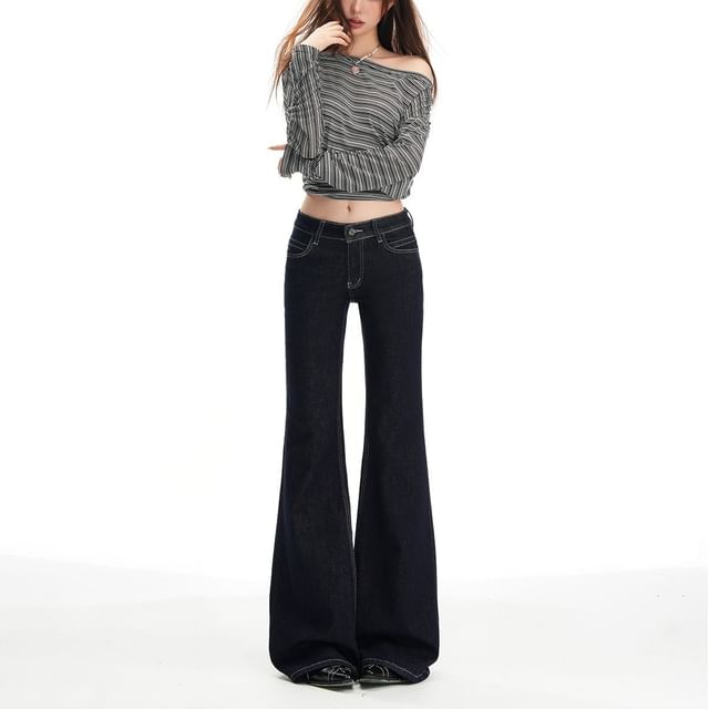 Denimot-Mid Waist Flared Jeans Various Designs