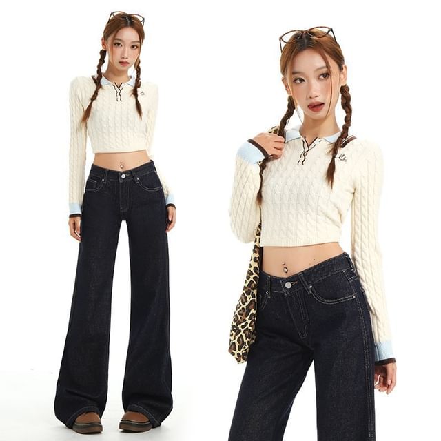 Denimot-Mid Waist Flared Jeans Various Designs