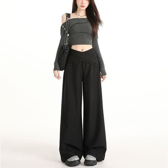 Denimot-Mid Waist Plain Baggy Pants Various Designs