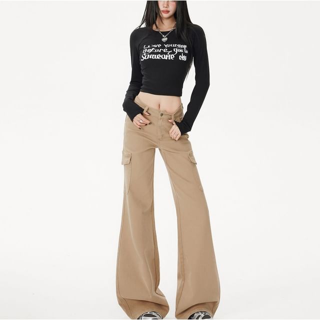 Denimot-Mid Waist Plain Flared Jeans Various Designs