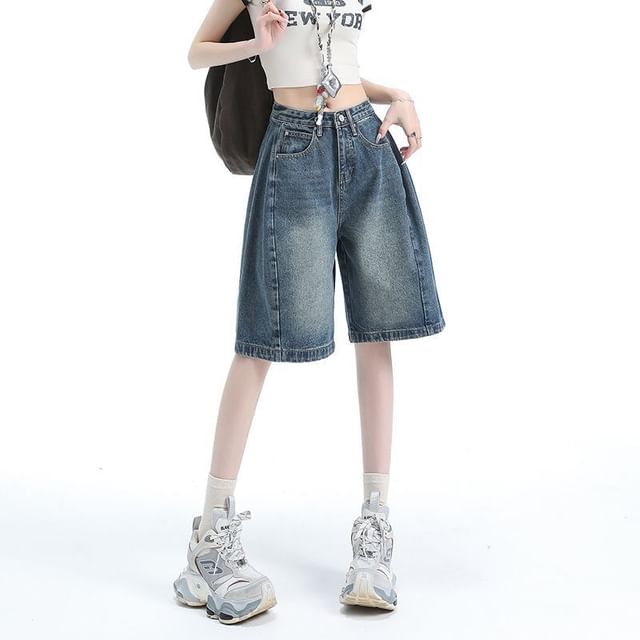 Denimot-Mid Waist Washed Jorts