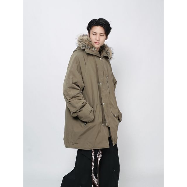 Derbundy-Hooded Plain Zip Trench Coat