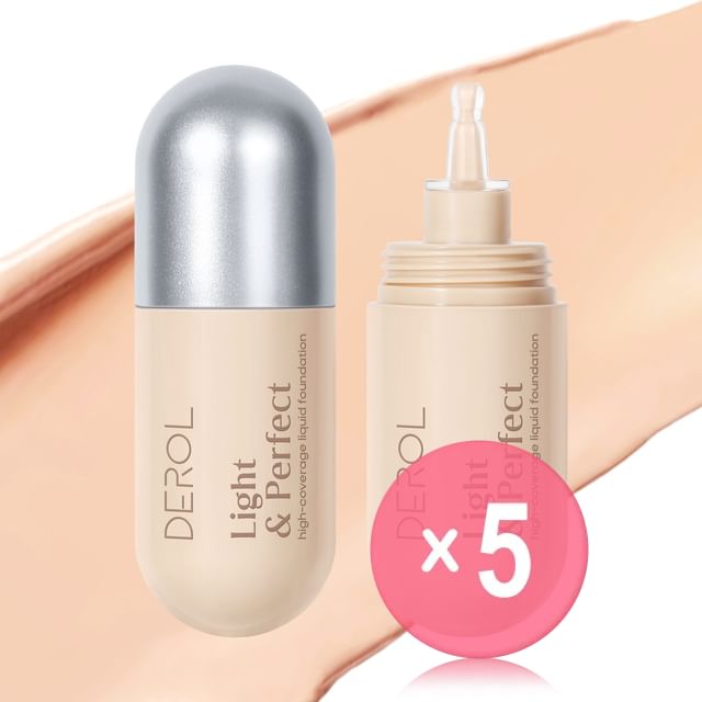 DEROL-Light Perfect High-concealer Liquid Foundation - 1-3 5pcs Bundle Set
