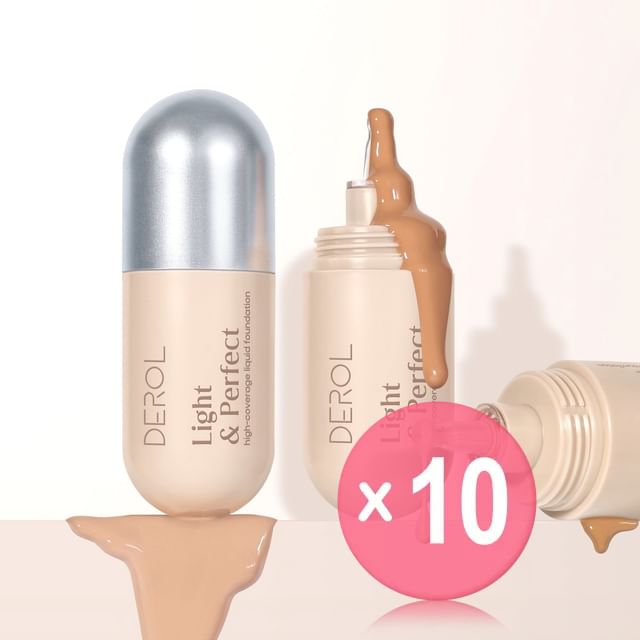 DEROL-Light Perfect High-concealer Liquid Foundation - 4-5 10pcs Bundle Set