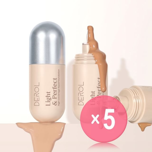 DEROL-Light Perfect High-concealer Liquid Foundation - 4-5 5pcs Bundle Set