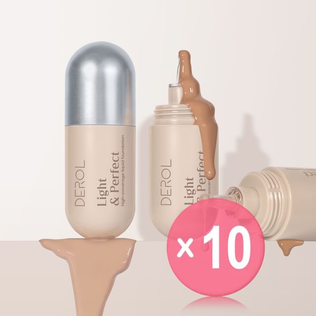 DEROL-Light Perfect High-concealer Liquid Foundation - 5 Shades 10pcs Bundle Set