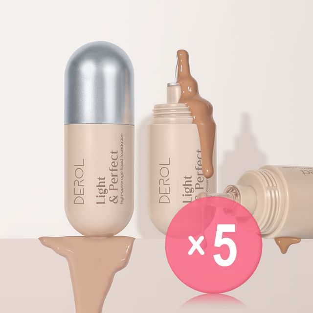 DEROL-Light Perfect High-concealer Liquid Foundation - 5 Shades 5pcs Bundle Set