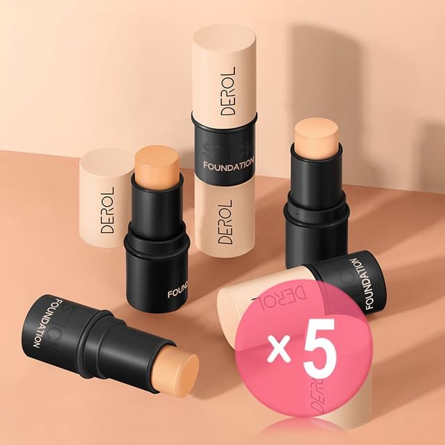 DEROL-Lightweight Matte Multi-Purpose Foundation Stick - 5 Shades 5pcs Bundle Set