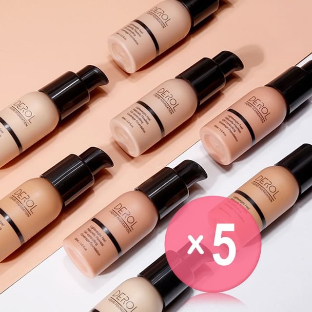 DEROL-Lightweight Oil-Controlling Coverage Foundation - 6 Shades 5pcs Bundle Set