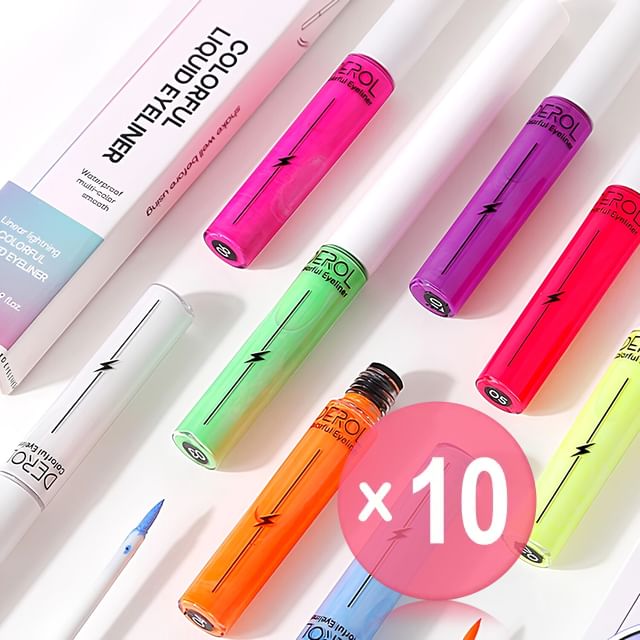 DEROL-Linear Lightning Colorful Liquid Eyeliner - 1-4 10pcs Bundle Set