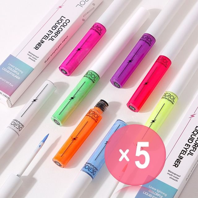 DEROL-Linear Lightning Colorful Liquid Eyeliner - 8 Colors 5pcs Bundle Set