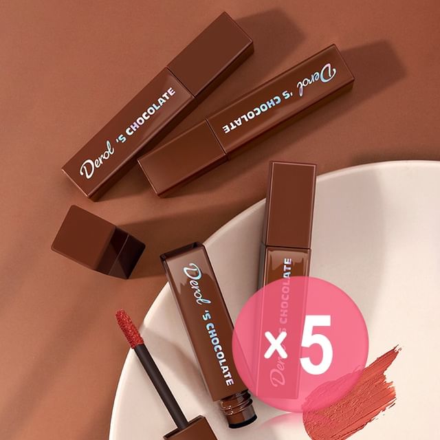 DEROL-Matte Chocolate Lips Glaze - 6 Colors 5pcs Bundle Set