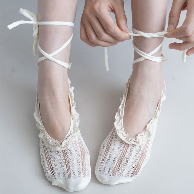 Desperim-Balletcore Frill Trim Socks